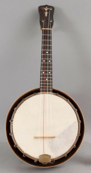Antique C.  1920s Slingerland May - Bell Bluegrass Banjo Banjolele W/ Resonator
