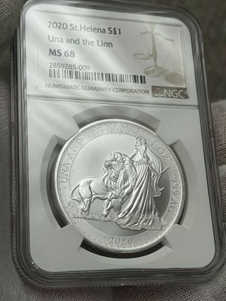 2020 St.  Helena Una And The Lion 1 Oz Silver Coin Ngc Ms68