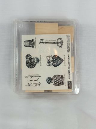 Stampin Up 2000 Antique Collectibles Wood Mount Stamp Set (l1)