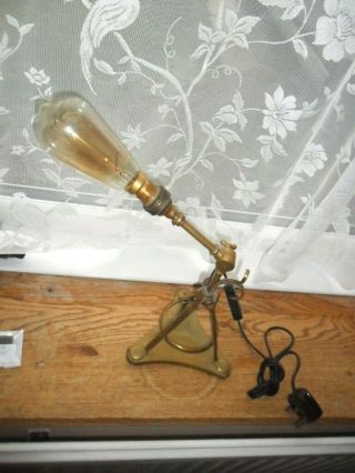 Antique Brass Pullman Table Lamp With Base From Early 1900 