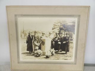 Antique Vintage 1929 Large Photo Of Funural Burial With Family & Child By Grave