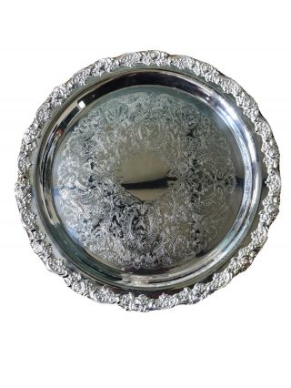 Vintage Oneida Usa 12 " Round Silver - Plated Serving Tray