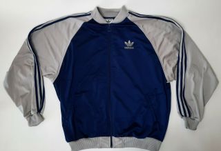 Adidas Originals Trefoil Retro Track Jacket Size L Vintage Blue Grey Bomber