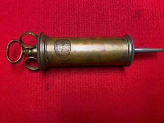 Civil War Era Brass Surgical Irrigation Syringe By Allen & Hanburys