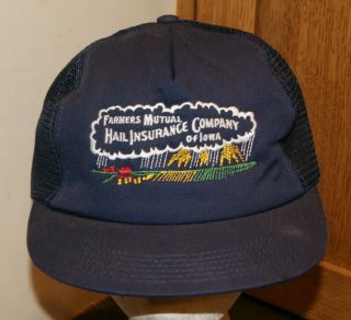Vintage K - Products Farmers Mutual Company Iowa Mesh Trucker Hat Cap Usa Made