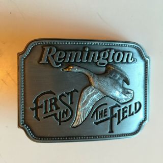 Nos Vintage 1980 Remington " First In The Field " Belt Buckle Canada Goose