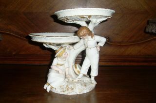 Antique Royal Worcester James Hadley Figural Double Compote Circa 1880s