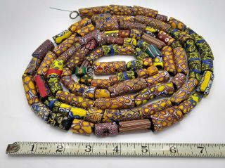Antique Millefiori Venetian African Trade Beads 81 " Long 93 Large Beads 1/2 " - 2 "