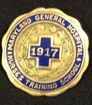 Rare Antique 1917 10k Gold General Hospital School Of Nursing Service Award Pin