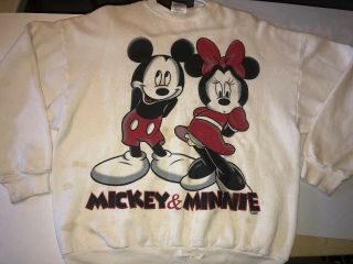 Rare Vintage 80s 90s Disney Mickey & Minnie Mouse Sweater Shirt Crewneck Promo