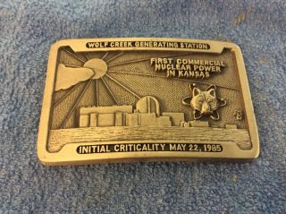 Vintage Wolf Creek Belt Buckle Generating Station Initial May 22,  1995
