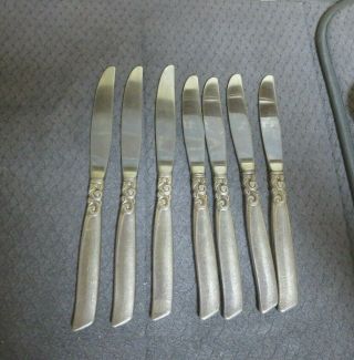 South Seas Oneida Community 1955 Silverplate Dinner Knives 4/ 8 5/8 " & 3/9 1/8 " T
