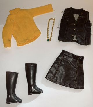 Vintage Maddie Mod Outfit Chocolate Chip Skirt Vest Shirt Boots Necklace