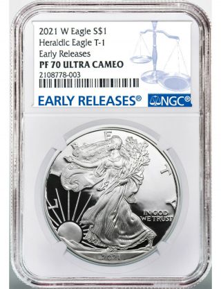 2021 Type 1 American Silver Eagle Early Releases Ngc Pf70ucam Nr