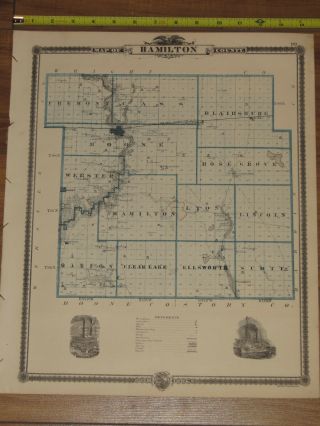 1875 Atlas - Hamilton & Boone County,  Reversable Iowa Map - Webster City