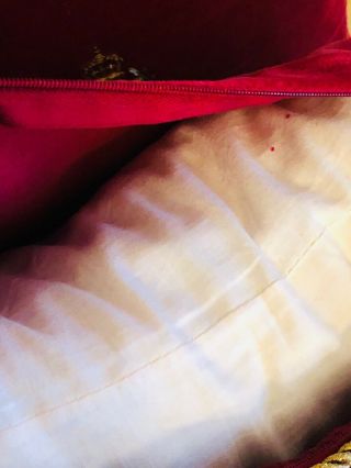 2 Vintage Chaps Ralph Lauren Throw Pillow Red Velvet Metallic Embroidery Crest 3