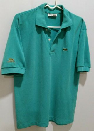Vintage Chemise Lacoste Polo Shirt Made In France Short Sleeve Turquoise Size L