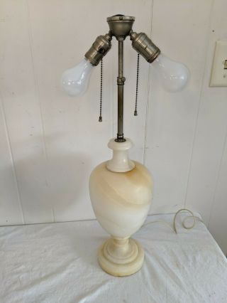 Gorgeous Large Vtg Antique Italian Alabaster Lamp Perfectly