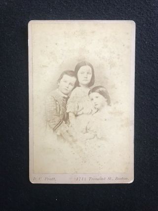 Antique Boston Massachusetts Cute Children Post Mortem Girl Cabinet Photo Card