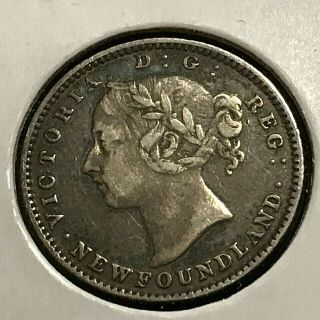 1882 - H Newfoundland Canada Silver 10 Cents Scarce