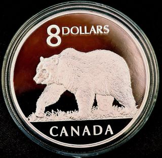 2004 Canada Great Grizzly $8 Coin And Stamp Set In Wooden Box