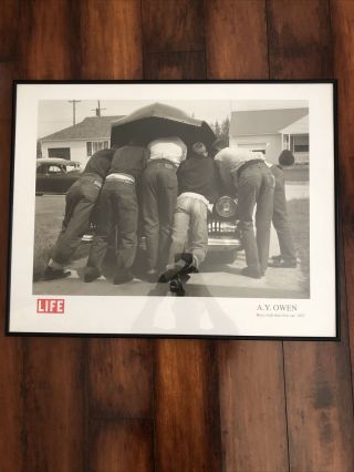 Framed Life " Boys With Their First Car " 1957 A.  Y.  Owen Vintage Denim Jeans