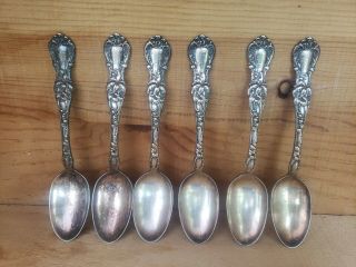 Set Of 6 1835 R.  Wallace Silver Plated Floral Teaspoons Pat 03