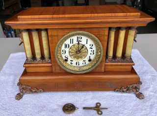 1910’s Antique Seth Thomas Adamantine Mantel Shelf Clock Correctly