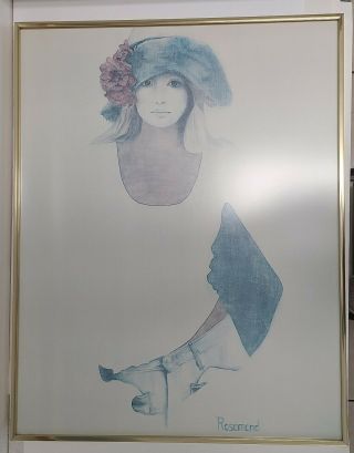 Rosamond Denim And Silk 1973 Print Litho Full Size 28 X 22 Framed Large Look