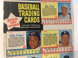 1962 Post Cereal Baseball Cards Full Sheet Jim Gilliam,  Willie Kirkland & More 3