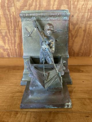 Vintage Bronze Whaling Bedford Book End Jennings Brothers