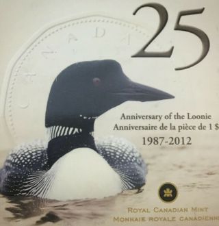 2012 $1 25th Anniversary Of The Loonie Fine Silver Coin