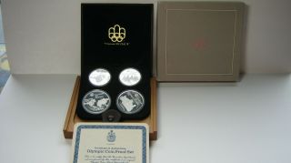 1976 Canadian Montreal Olympic Games 4 Coin Set W/coa Series 1.  925 Silver