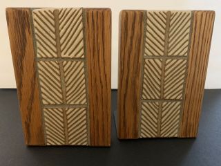 Gordon & Jane Martz Marshall Studios Mcm Ceramic Wood Bookends Vtg Mid Century