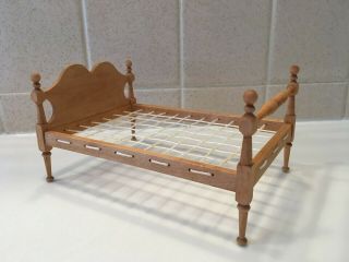 Dollhouse Miniature Handmade Wooden Rope Trundle Bed 1984 Warren Dick Signed