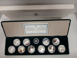 1988 Calgary Winter Olympics Silver Coin Set Of 10 - 1 Troy Ounce $20 Value