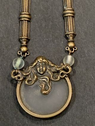Antique Vintage Art Nouveau Goddess Pendant Necklace
