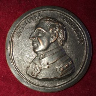 Antique Bronze Commemorarive Embossed Button Of “admiral Farragut” C.  1920’s