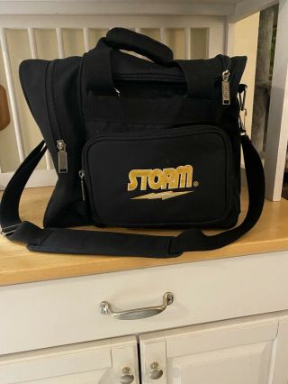 Storm,  Vintage,  Bowling Ball & Shoe Bag,  Black & Gold,  Shoulder Strap,  1 Ball