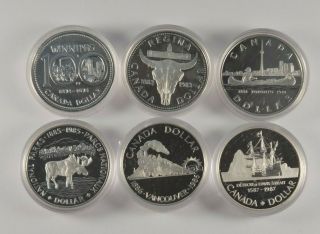 Set Of 6 Canadian Commemorative Silver Dollars (1974,  1982,  1984 - 1987)