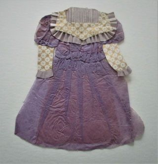 19th C,  Antique,  Handmade,  Crepe Paper Doll Dress,  Just & So Well Made.  11