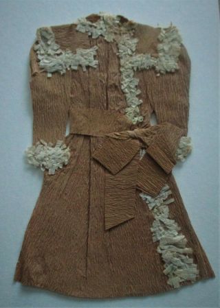 19th C,  Antique,  Handmade,  Crepe Paper Doll Dress,  Just & So Well Made.  3