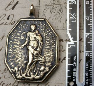 Antique 18th Century Immaculate Conception St.  Francis Memento Mori Skull Medal