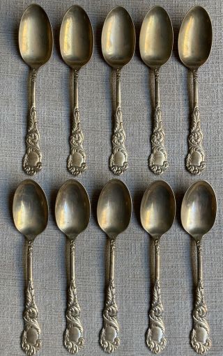 Antique Set Of 10 Gold - Aluminum Spoons By Waldo Company 1894 He Holmes & Edwards