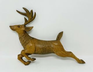 Vintage Jose Pinal Mid - Century Hand Carved Wood Carving Deer Stag