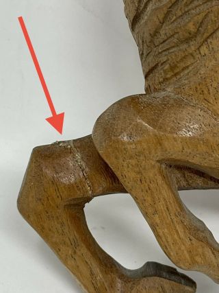 Vintage Jose Pinal Mid - Century Hand Carved Wood Carving Deer Stag 2