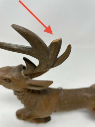 Vintage Jose Pinal Mid - Century Hand Carved Wood Carving Deer Stag 3