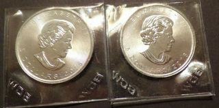 2 - 2018 Canadian - Maple Leaf - 1 Ounce - Silver - $5 Bullion Coins - Queen Elizabeth -.  999