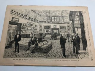 1884 Leslie’s Antique Print William Vanderbilts Art Gallery In York 7120