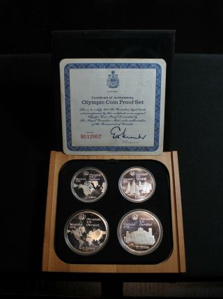 1976 Canadian Montreal Olympic Games 4 Coin Set (series 1) With - Silver